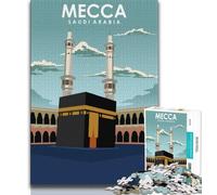 Puzzles artistiques de la Mecque en Arabie Saoudite pour Adolescents, 1000 pièces, Anti-Stress, défi Difficile, à Offrir en Cadeau à Toute la Famille, 75x50cm