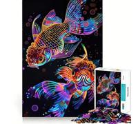Puzzles artistiques de Poissons Rouges néon pour Adolescents, 1000 pièces, Jouet d'entraînement cérébral, Image relaxante à Assembler, Surprise chaleureuse (50x75cm)