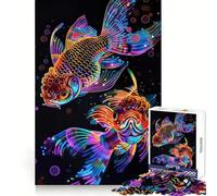 Puzzles artistiques de Poissons Rouges néon pour Adolescents, 1000 pièces, Jouet d'entraînement cérébral, Image relaxante à Assembler, Surprise chaleureuse (50x75cm)