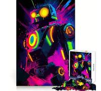 Puzzles artistiques de Robots néon pour Adolescents, 1000 pièces, renforce la mémoire, soulage Le Stress, décoration Murale aux Bords Nets (38x26cm)