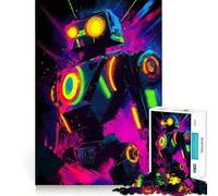 Puzzles artistiques de Robots néon pour Adolescents, 1000 pièces, renforce la mémoire, soulage Le Stress, décoration Murale aux Bords Nets (38x26cm)