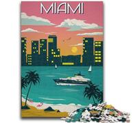 Puzzles artistiques de Voyage à Miami,Floride,pour Adolescents,1000 pièces,Jouets éducatifs et éducatifs,Jeux familiaux avec Affiche et fiche de Questions-réponses Assorties (1000 pièces,50x75cm)