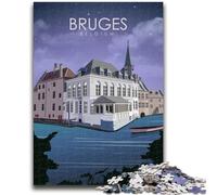 Puzzles artistiques de Voyage Bruges Belgique 1000 pièces pour Adultes, Jouets éducatifs, Jeux Anti-Stress, Cadeaux du Père Noël Secret pour Les Enfants de 14 Ans et Plus (1000 pièces, 26x38cm)