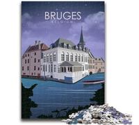 Puzzles artistiques de Voyage Bruges Belgique 1000 pièces pour Adultes, pour Les 14 Ans et Plus Décoration d'intérieur Jeux de Famille Cadeaux d'anniversaire de Noël 1000 pièces (50x75cm)