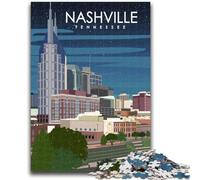 Puzzles artistiques Nashville Tennessee pour Adolescents, 1000 pièces, activité familiale avec Affiche et fiche de Questions-réponses pour Les 14 Ans et Plus, 1000 pièces (50x75cm)