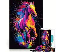 Puzzles artistiques Neon Horse pour Adolescents, 1000 pièces, renforce la mémoire, soulage la Tension, Bords Lisses, Surprise de Noël (38x52cm)