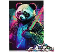 Puzzles artistiques pour Adultes, 1000 pièces, Panda néon, 100% Carton recyclé, Cadeaux pour Adultes, 26x38cm