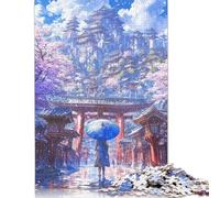 Puzzles Ascension du Temple Sakura 500 pièces Puzzles en Bois Puzzle en Bois pour Adultes Cadeaux de Noël pour Adultes 500 pièces (52x38cm)