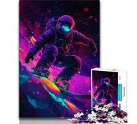 Puzzles Astronaute Surf Spatial 1000 pièces pour Adolescents, Jeu Familial Anti-Stress, défi Difficile, Cadeaux pour Amis et Famille (38x26cm)