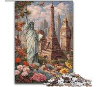 Puzzles Attractions Mondiales pour Adultes, Séjournez chez Vous, Chaque Pièce Est Unique - Jeu Familial Amusant et Défi 50x75cm