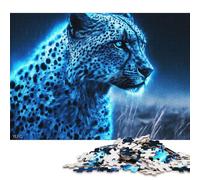 Puzzles Aura Léopard Bleu 1000 Pièces Puzzles Puzzles pour Adultes Jeu Éducatif Défi Jouet 1000pcs (75x50cm)
