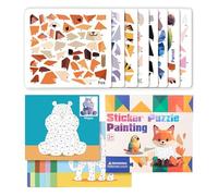 Puzzles Autocollants,Art Autocollant Éducatif Animaux Dessin Animé 3D | Jeux Cérébraux Jouets Éducatifs Motricité Fine Apprentissage Maternelle