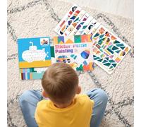 Puzzles Autocollants - Puzzle 3D Stickers Jeu Éducatif Motricité Fine,Jeux d'apprentissage pour la Motricité Fine avec Véhicules de Dessin Animé Jouets Éducatifs pour Maternelle