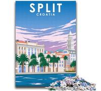 Puzzles avec Affiche de la Ville de Split en Croatie pour Adolescents 1000 pièces, Cadeau d'anniversaire pour Tuer Le Temps, décoration Murale pour 14 Ans et Plus (70x100cm)