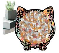 Puzzles avec motif de chat pour adultes - Décoration mignonne avec cadre photo, 135 pièces en bois pour adultes avec boîte de rangement, pour la famille et les amis, défi et jeu dans le salon