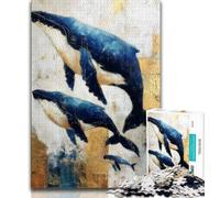 Puzzles Baleine Dorée pour Adultes et Adolescents 1000 Pièces, Aidez Le Cerveau à Exercer des Jouets Addictifs pour Cultiver la Patience Adaptés aux Couples (75x50cm)