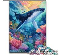 Puzzles Baleines aquarelles pour Adolescents, 1000 pièces, Difficiles à réaliser, mais Amusants et Humoristiques Cadeau d'anniversaire, décoration Murale (26x38cm)
