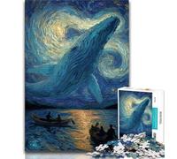 Puzzles Baleines dans Le Ciel étoilé pour Adolescents, Jeux stimulants, Chaque pièce est Unique - Jeu Familial Stimulant (38x26cm)