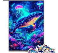 Puzzles Baleines psychédéliques 1000 pièces pour Adultes, Jeux éducatifs, Jouets à Faire soi-même avec Affiche et fiche de Questions Assorties (50x75cm)