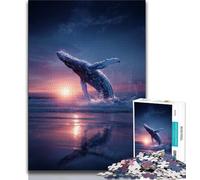 Puzzles Baleines sous Le Ciel Nocturne 1000 pièces pour Adultes, Jeu Stimulant et décoration Murale familiale, Cadeaux d'anniversaire et de Noël Uniques 38x26cm