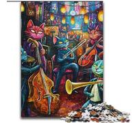 Puzzles Band Cats pour Adultes 1000 pièces, Jeux stimulants, décoration Murale, Cadeaux d'anniversaire et de Noël Uniques (50x75cm)