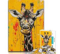 Puzzles Basquiat Girafe pour Adultes 1000 pièces, Difficiles à compléter, mais Amusants et Humoristiques, décoration d'intérieur et Cadeaux Uniques (50x75cm)