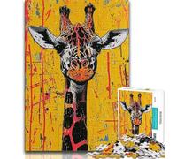 Puzzles Basquiat Girafe pour Adultes et Adolescents 1000 pièces, aident Le Cerveau à exercer des Jouets addictifs pour cultiver la Patience, Excellent Cadeau (75x50cm)