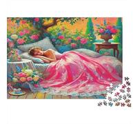 Puzzles Beauté Robe de 1000 pièces pour Adultes | Jeu Éducatif Femme Endormie dans Lit Rose Cadeau pour Hommes & Femmes 52x38cm/1000pcs