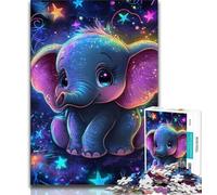 Puzzles bébé éléphant étoile pour Adolescents 1000 Puzzles, Staycation Kill Time Chaque pièce est Unique - Jeu Familial Stimulant et Amusant 38x26cm