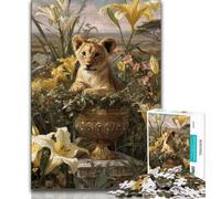 Puzzles bébé Fleurs et léopard pour Adolescents, Jeux stimulants, Chaque pièce est Unique - Jeu Familial Stimulant et Amusant 38x26cm