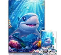 Puzzles Bébé Requin pour Ados, Difficiles à compléter mais Amusants et Humoristiques avec Affiche et fiche de Questions-réponses Assorties (38x26cm)