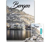 Puzzles Bergen Norvège pour Adolescents 1000 pièces, Jouet éducatif intellectuel décompressant, Cadeau d'anniversaire, Cadeaux, décoration Murale 38x26cm