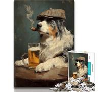 Puzzles Berger Australien Fumeur pour Adultes 1000 Pièces, Difficile à Compléter, mais Amusant et Humoristique, Décoration et Cadeaux Uniques pour la Maison (50x75cm)