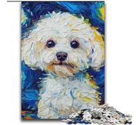 Puzzles Bichon Frise Ciel Nocturne 2000 Pièces pour Adultes, Jouets Addictifs pour la Décoration de la Maison (70x100cm)