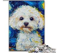 Puzzles Bichon Frise Ciel Nocturne pour Adultes et Ados 1000 pièces, Jouets Éducatifs, Jeux Anti-Stress, Cadeaux d'anniversaire Uniques (50x75cm)