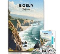 Puzzles Big sur, Californie, 1000 pièces pour Adolescents, Jouets éducatifs et éducatifs, Jeux familiaux avec Affiche et fiche de Questions-réponses Assorties, 38x26cm