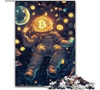 Puzzles Bitcoin Astronaute 1000 pièces pour Adolescents, Cadeaux, Art intéressant, réduction du Stress, liste de souhaits avec Père Noël (14 Ans) (26x38cm)