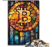 Puzzles Bitcoin en vitrail pour Adultes, Jeux éducatifs à Faire soi-même avec Affiche et fiche de Questions Assorties (14 Ans et Plus) (26x38cm)