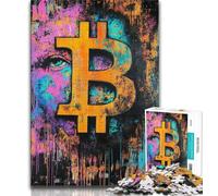 Puzzles Bitcoin pour Adolescents, Puzzle 1000 pièces, Anti-Stress, Vacances à la Maison, Tue Le Temps avec Affiche Assortie et Feuille de Questions 75x50cm