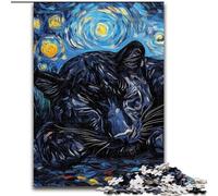 Puzzles Black Leopard Night Sky 1000 pièces pour Adolescents, Jeu Stimulant et éducatif en Famille pour Anniversaire et Noël (50x75cm)