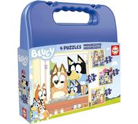 Educa Borrás – Puzzle – Bluey – Ensemble 4 puzzles progressifs 12–25 pièces avec valise – dès 3 ans