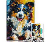 Puzzles Border Collie pour Adultes 1000 pièces, Jouets éducatifs et éducatifs, Jeux familiaux avec Affiche et fiche de Questions-réponses Assorties 38x26cm