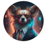 Puzzles Boss Chihuahua 1000 pièces pour Adultes Puzzles Ronds 1000 pièces pour Adultes Défi cérébral Cadeau, Activité éducative pour Adolescents 67,5 x 67,5 cm
