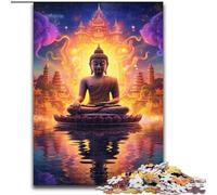 Puzzles Bouddha colorés pour Adultes Puzzles de 1000 pièces pour Adultes Divertissement Relaxant, Cadeau de Noël Parfait et décoration d'intérieur Taille : 38x26cm
