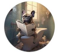 Puzzles Bouledogue Français lisant Un Journal 1000 pièces pour Adultes Puzzles Ronds 1000 pièces pour Adultes Idéal pour Les Amoureux,Cadeau Parfait pour Noël,Nouvel an,Saint-Valentin 67,5 x 67,5 cm