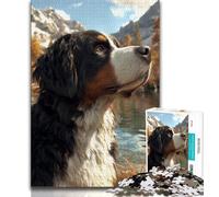 Puzzles Bouvier Bernois pour Adultes et Adolescents, 1 000 pièces, Anti-Stress, pour Passer Le Temps à la Maison, avec Affiche et fiche de Questions-réponses Assorties (38x26cm)