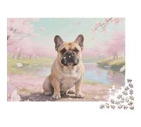 Puzzles Bulldog françaisge De 1000 Pièces pour Adultes,Scène de Campagne printanière Un Jeu De Dexérité Très Difficile Puzzle Jeu Éducatif Aux Défis 1000pcs (75x50cm)