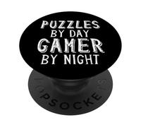 Puzzles by Day Gamer by Night Fun Jeu de Puzzle Lover Game PopSockets PopGrip Adhésif