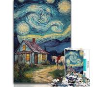 Puzzles Cabane sous Le Ciel Nocturne pour Adultes et Adolescents, Aidez Le Cerveau à exercer des Jouets addictifs pour cultiver la Patience, adaptés aux Couples 38x26cm