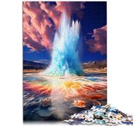 Puzzles Cadeau Le psychédélisme coloré du Geysir Geyser Puzzle | Puzzles 1000 pièces pour Adultes Puzzle en Bois Cadeau d'anniversaire, Cadeaux pour (50x75cm)